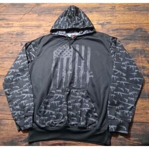 Greater Half Long Sleeve Pullover AOP Hoodie Men's XL Black